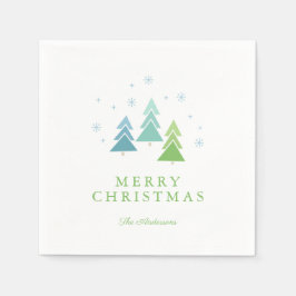 Servilleta De Papel Árboles navideños modernos y copos de nieve