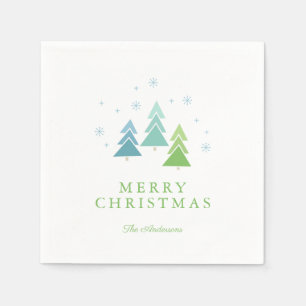 Servilleta De Papel Árboles navideños modernos y copos de nieve