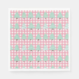 Servilleta De Papel Árboles navideños pasteles de color agua con reban