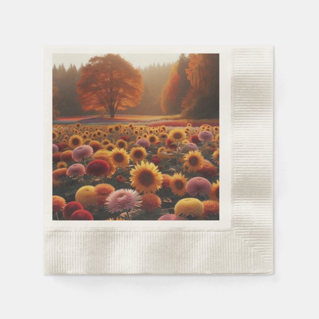 Servilleta De Papel Árboles otoñales/campo con mamáes (Anverso)