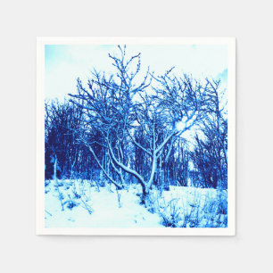 Servilleta De Papel Árboles y escenas de nieve, azul cobalto