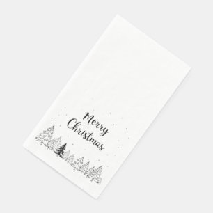 Servilleta De Papel Árboles y estrellas de Navidad alegres negros simp