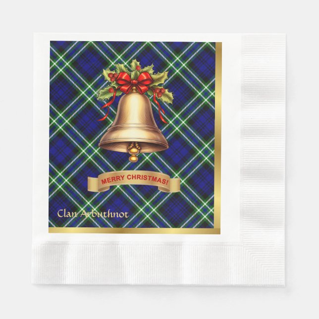 Servilleta De Papel Arbuthnot Tartán Personalizado de Navidad (Anverso)