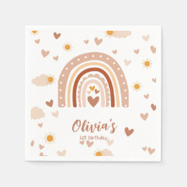 Servilleta De Papel Arc en ciel Boheme - 1 an Anniversaire Fille