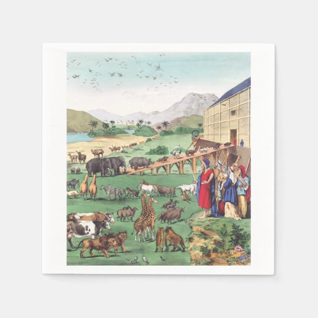 Servilleta De Papel Arca de Noé con animales (Anverso)
