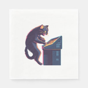 Servilleta De Papel Arcade Meowster � Gato Jugador Nostálgico