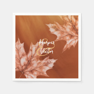 Servilleta De Papel arce naranja quemado hojas acento otoño boda