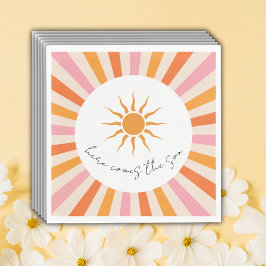 Servilleta De Papel Arch Retro Aquí Viene El Baby Shower Del Hijo