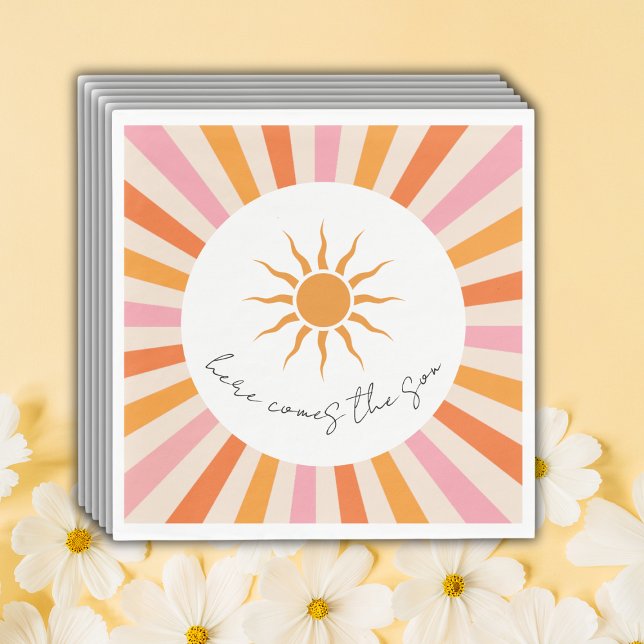 Servilleta De Papel Arch Retro Aquí Viene El Baby Shower Del Hijo (Subido por el creador)