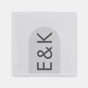 Servilleta De Papel Arco Boda de monograma moderno Gray Premium Ultima