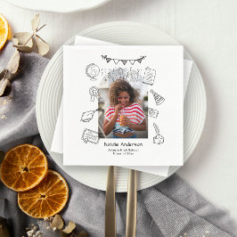 Servilleta De Papel Arco Chic Foto Dibujada a Mano Fiesta de Graduació