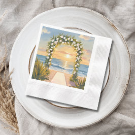 Servilleta De Papel Arco de boda de playa floral acuarela