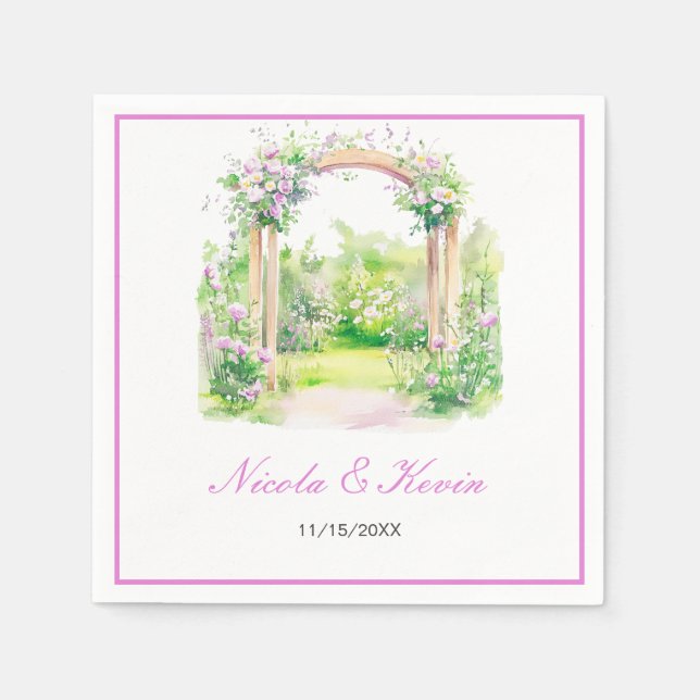 Servilleta De Papel Arco de boda floral de primavera (Anverso)