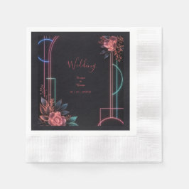 Servilleta De Papel Arco de boda floral neón romántico resplandeciente