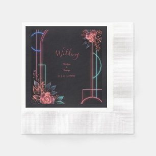 Servilleta De Papel Arco de boda floral neón romántico resplandeciente