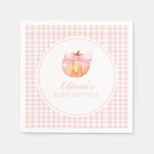 Servilleta De Papel Arco de calabaza rosa y baby shower de gingham