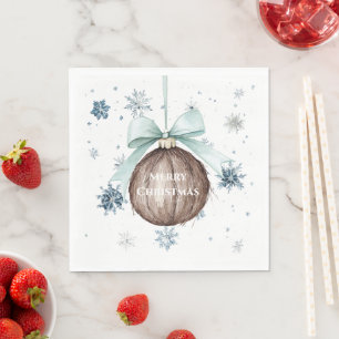 Servilleta De Papel Arco de coco de Navidad copos de nieve azules blan
