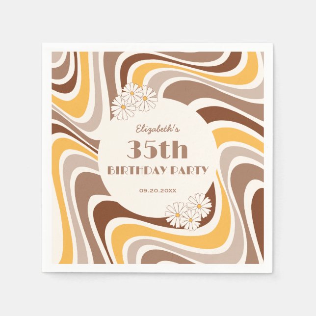 Servilleta De Papel Arco de flor artístico de oleada retro Cumpleaños  (Anverso)