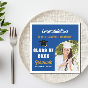 Servilleta De Papel Arco de Fotos de Graduado Azul Personalizado Fiest
