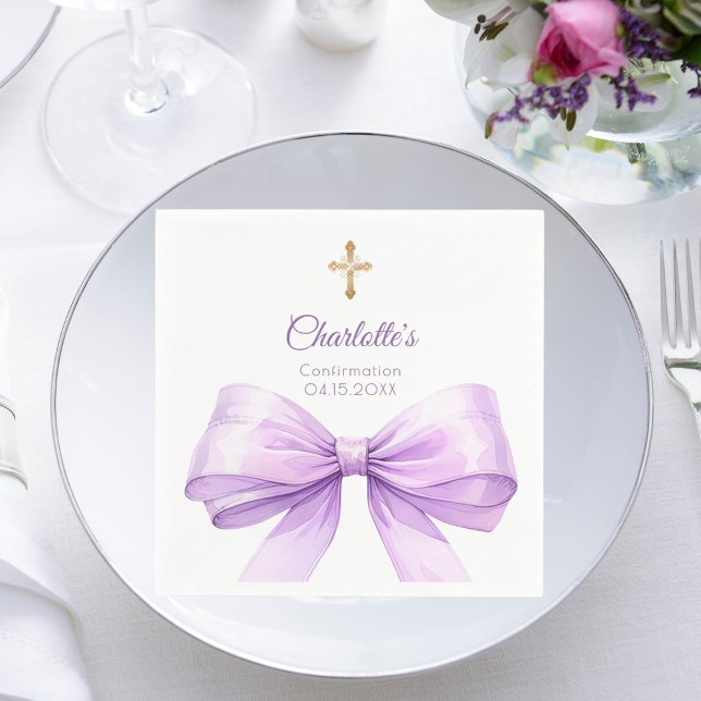Servilleta De Papel Arco de lavanda de confirmación cruz almuerzo (Subido por el creador)