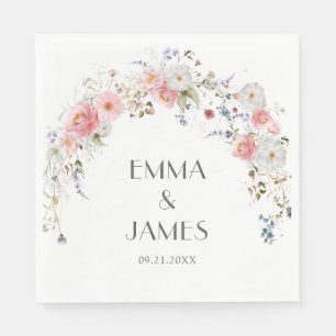 Servilleta De Papel Arco de primavera Flores silvestres Boda blanco ro