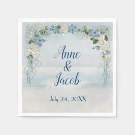 Servilleta De Papel Arco floral boda sobre acuarela oceánica