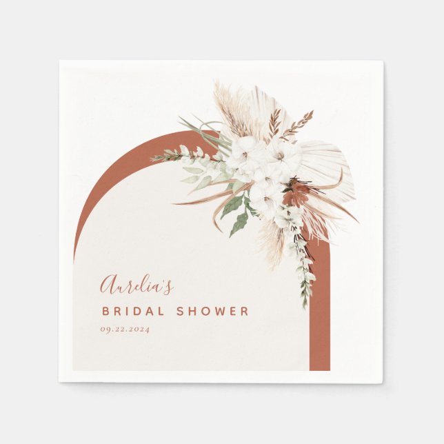 Servilleta De Papel Arco floral de terracota boho (Anverso)