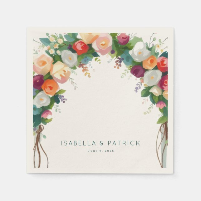 Servilleta De Papel Arco Floral Pastel Romántico (Anverso)