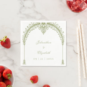 Servilleta De Papel Arco florido de Olive Green