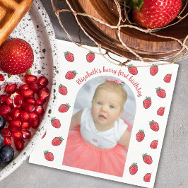 Servilleta De Papel Arco fotográfico del primer cumpleaños de Strawber