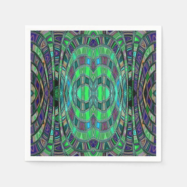 Servilleta De Papel Arco Infinito - Verde Ácido y Azul Profundo (Anverso)
