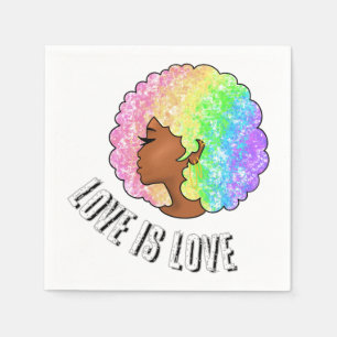 Servilleta De Papel arco iris de amor LGBTQ amor orgullo chica negro