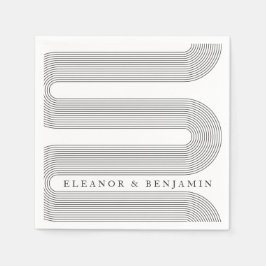 Servilleta De Papel Arco moderno Líneas blancas negras nombre elegante