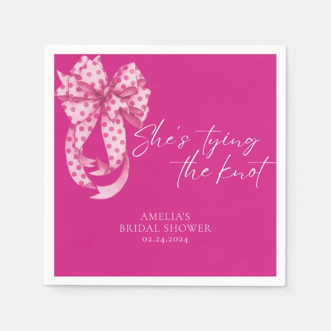 Servilleta De Papel Arco rosado caliente está atando la ducha nupcial (Anverso)