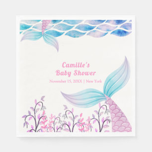 Servilleta De Papel Arcoiris bajo mar Mermaid Tail Baby Shower