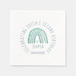 Servilleta De Papel Arcoíris boho color verde menta y azul