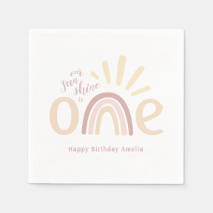 Servilleta De Papel Arcoiris boho y sol primer cumpleaños