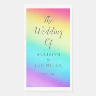 Servilleta De Papel Arcoiris Bonito Personalizado Boda LGBTQ