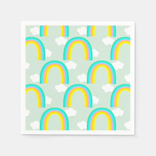 Servilleta De Papel Arcoíris con Nube Azul (Anverso)