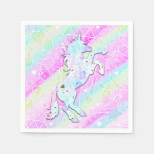 Servilleta De Papel Arcoíris de Pastel Diamantes y Estrellas Unicornio