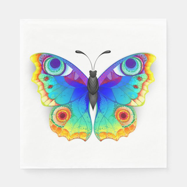 Servilleta De Papel Arcoiris mariposa Peacock Eye (Anverso)