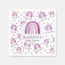Servilleta De Papel Arcoiris morado personalizado de Baby Shower