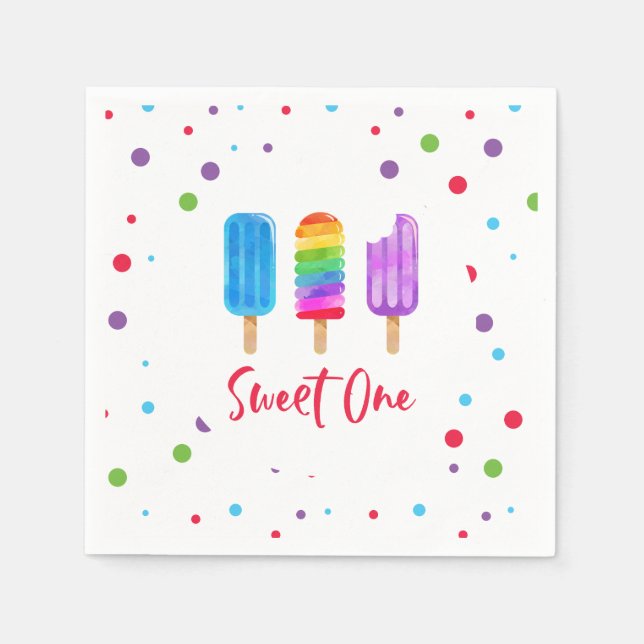 Servilleta De Papel Arcoíris Pop Sweet One 1er Cumpleaños (Anverso)