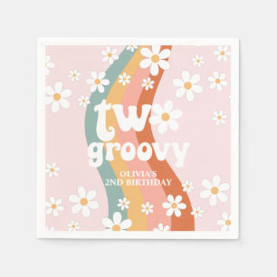 Servilleta De Papel Arcoíris Retro dos Groovy Daisy