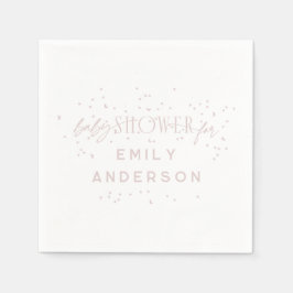 Servilleta De Papel Arcoiris rosa moderno y estrellas Baby Shower blan