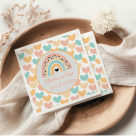 Servilleta De Papel Arcoiris y corazones Fiesta de primer cumpleaños