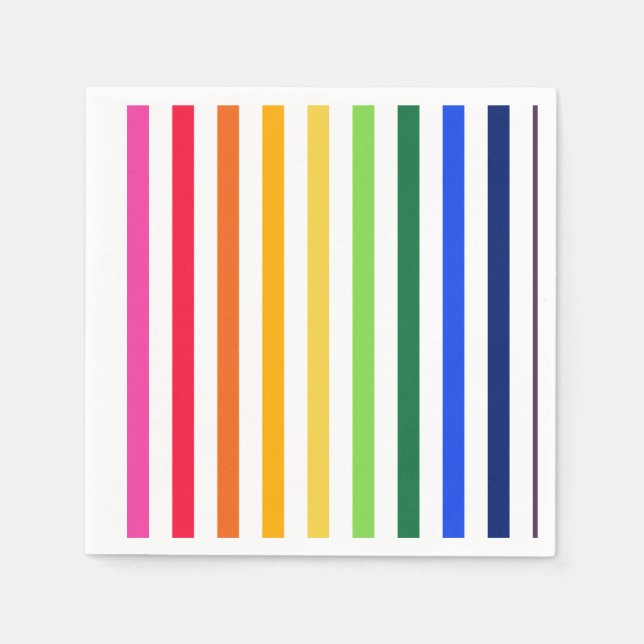 Servilleta De Papel Arcoiris y rayas blancas (Anverso)