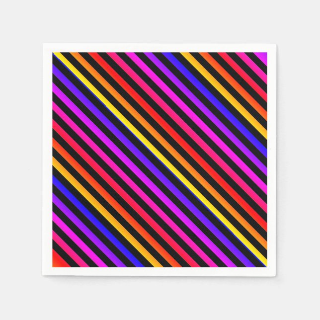 Servilleta De Papel Arcoiris y rayas negras (Anverso)