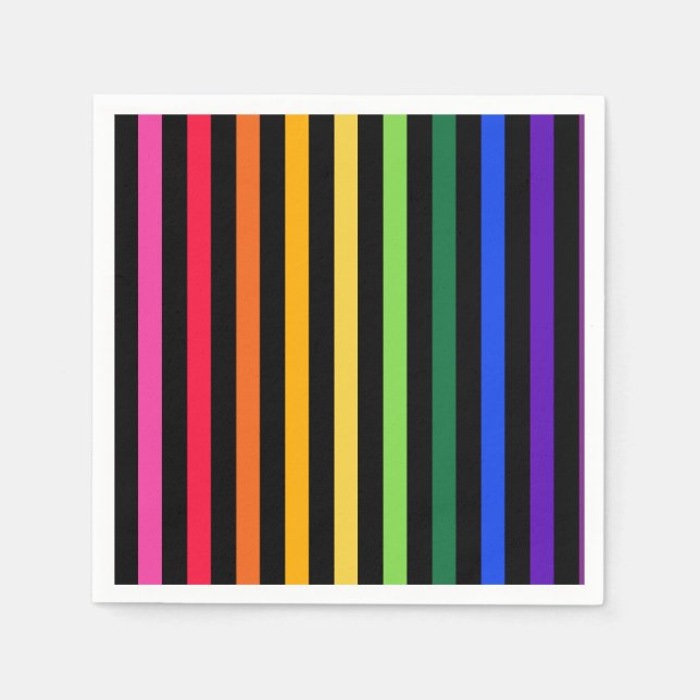 Servilleta De Papel Arcoiris y rayas negras (Anverso)