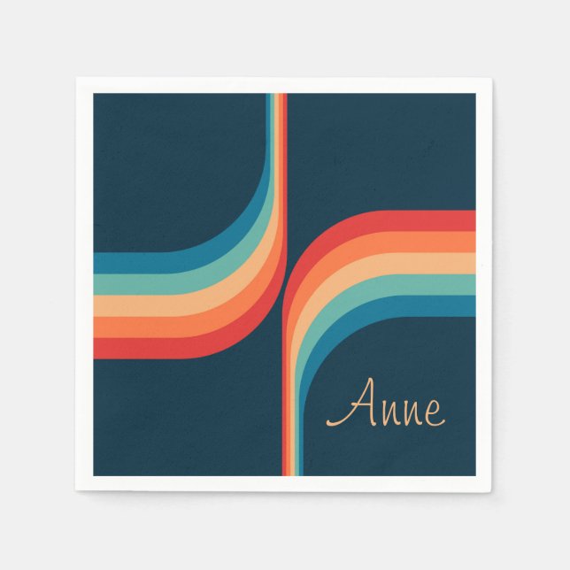 Servilleta De Papel Arcos coloridos de estilo retro (Anverso)